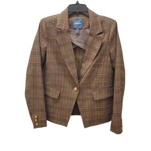 ModCloth Plaid Blazer One Button Waist Lightweight but Structured
